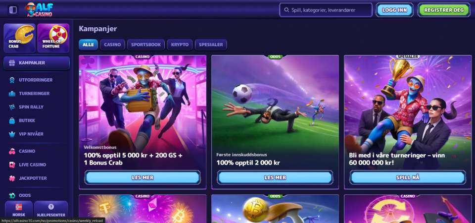 Mobilskjermbilde av alfcasino-kampanjesiden