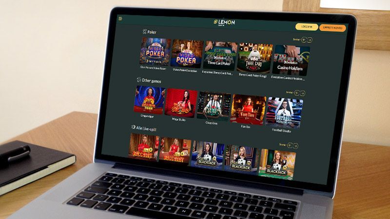 Lemon Casino spillside på bærbar PC-skjermen