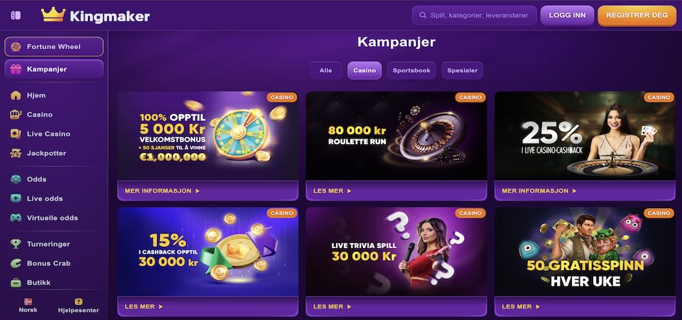 Skjermbilde av Kingmaker-bonussiden