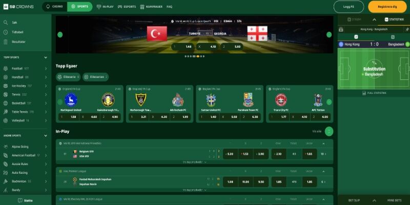 Skjermbilde av 50 Crowns sportsside