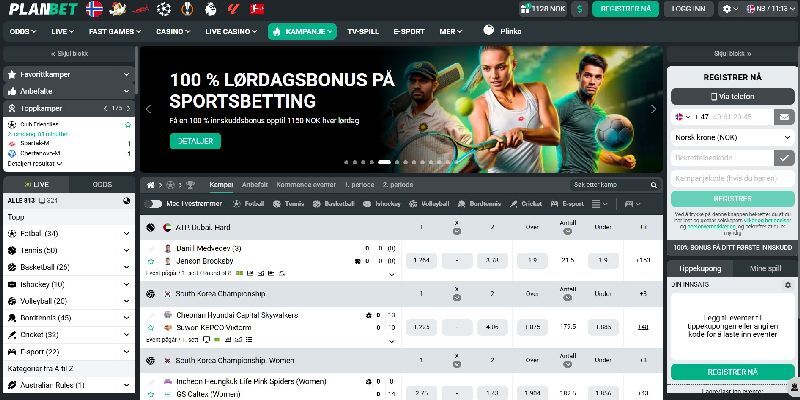 skjermbildet av hovedsiden PLANBET