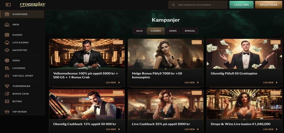 Bonussiden på Crown Play Casino-nettstedet
