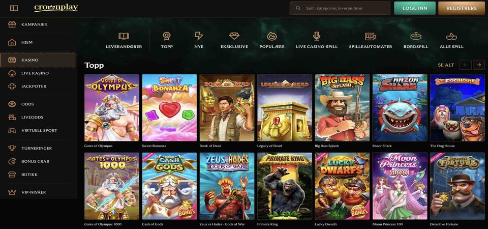 Liste over spilleautomater på Crown Play casino
