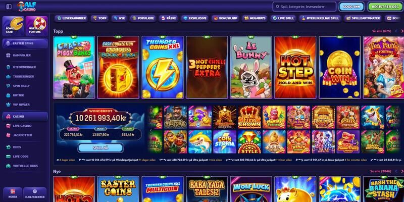 Skjermbilde av kasinoet på Alfcasino