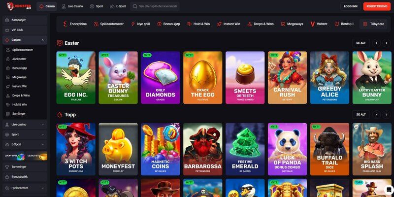Skjermbilde av kasinoet på Rooster.bet