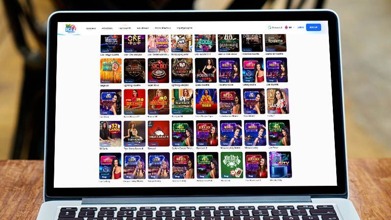 Ice Casino spillside på bærbar PC-skjermen