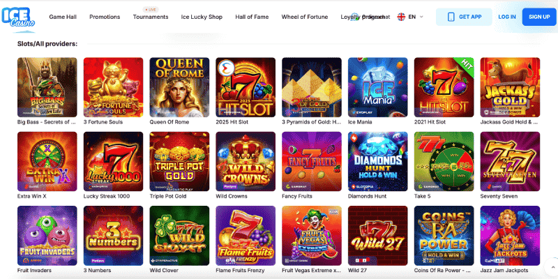 Skjermbilde av Ice Casino casino-siden