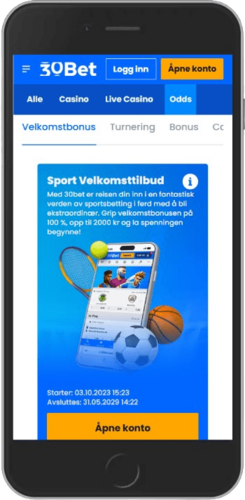 Mobilskjermbilde av 30Bet-bonusene