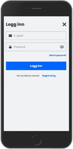 Skjermbilde av registreringssiden