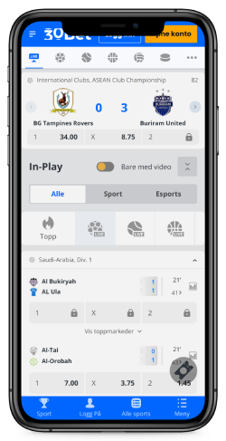 Skjermbilde av sportssiden