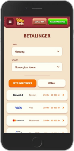 Mobilskjermbilde av Billybets-innskuddsiden