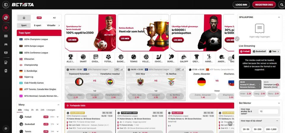 Bilde av sportsiden til Betista