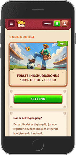 Mobilskjermbilde av BillyBet-kampanjesiden