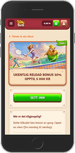 Mobilskjermbilde av BillyBet-kampanjesiden