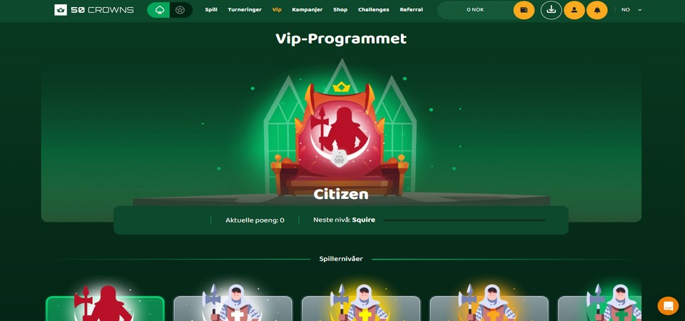 Skjermbilde av informasjonssiden for VIP-programmet