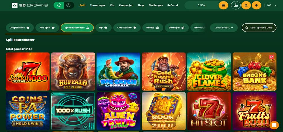 Skjermbilde av kasinosiden