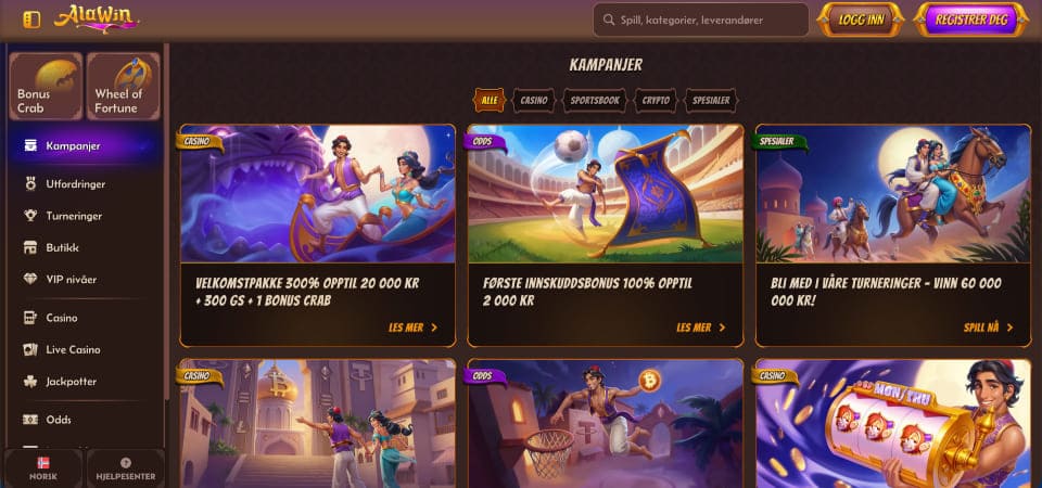 skjermbilde av Alawin-kampanjesiden