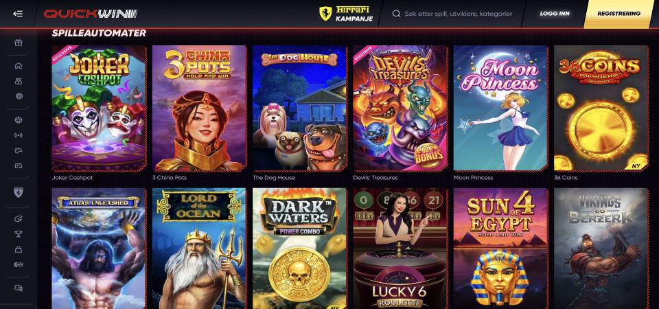 Skjermbilde av QuickWin desktop casino slots side