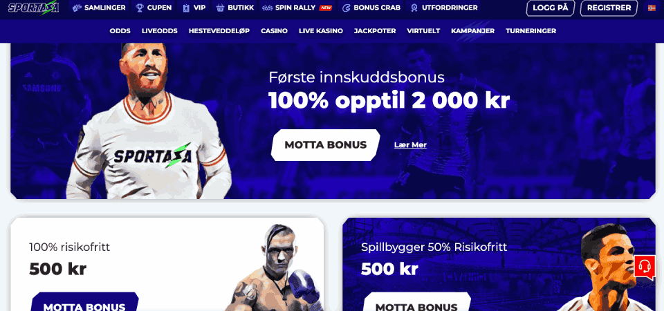 Skjermbilde av bonussiden til bookmakeren Sportaza