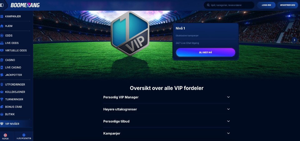 Belønnings- og lojalitetsprogrammer hos Boomerang Bet