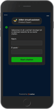 Mobilskjermbilde av 20Bet hjelpesenter