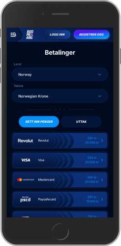 Mobilskjermbilde av Boomerang Bet-betalingssiden