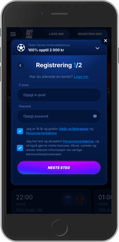 Mobilskjermbilde av Boomerang Bet-innloggingssiden