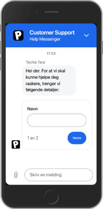 Mobilskjermbilde av privat live chat