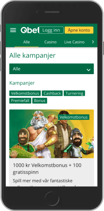 Mobilskjermbilde av Qbet velkomstbonus