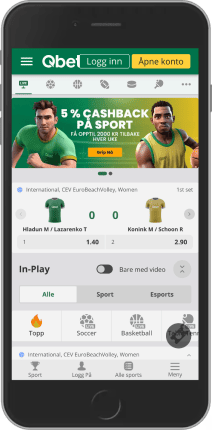 Mobilskjermbilde av Qbets liveside