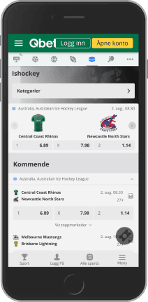 Mobilskjermbilde av Qbets liveside 2