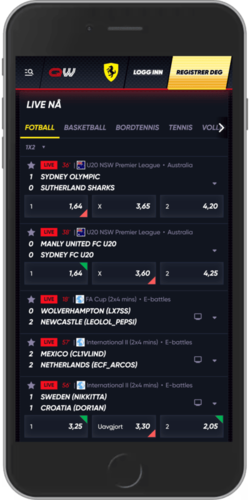 Bilde av live betting-siden til QuickWin