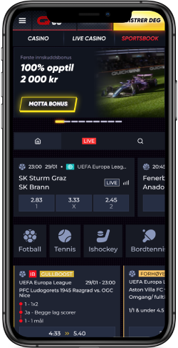 Skjermbilde av sportssiden