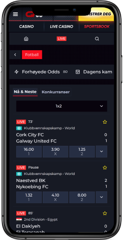 Skjermbilde av sportssiden