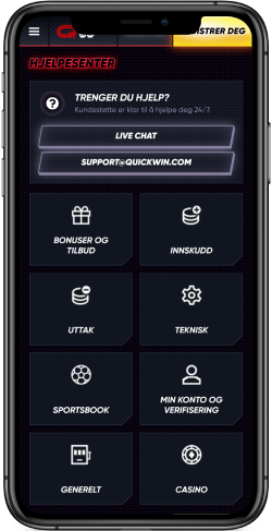 skjermbilde av støttesiden