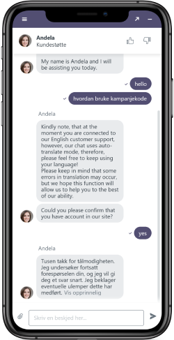 skjermbilde av støttesiden 2