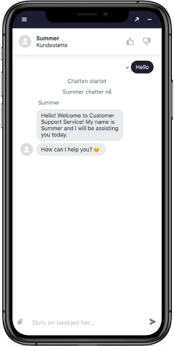 Mobilskjermbilde av Sportaza-livechatten