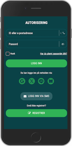 Mobilskjermbilde hvordan logge inn i 22bet-appen