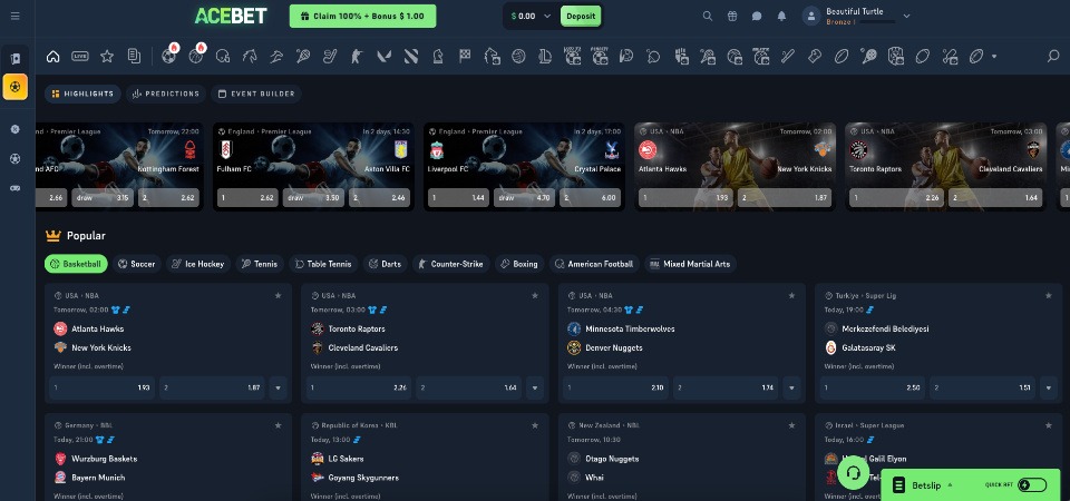 Sportbetting oversikt Acebet