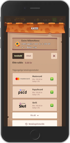 Mobilskjermbilde av StoneVegas Innskuddsmetoder