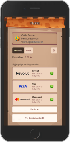 Mobilskjermbilde av StoneVegas innskuddsmetoder