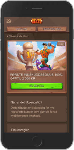Mobilskjermbilde av Stonevegas velkomstbonus