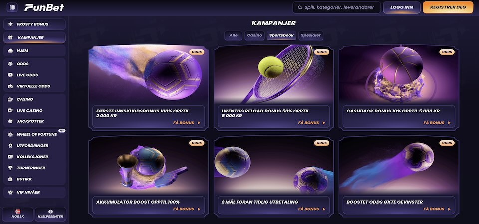 Mobilskjermbilde av Funbet-bonussiden
