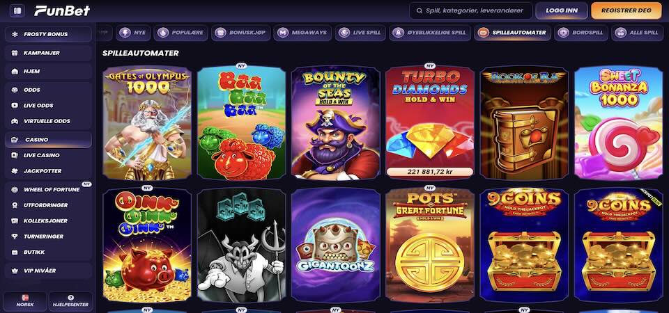 Mobilskjermbilde av Funbet-kasinosiden