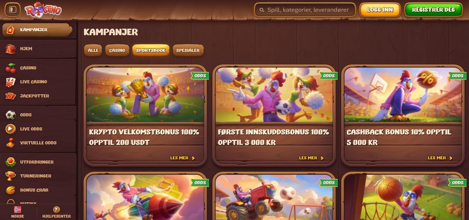 Skjermbilde av Roostino-bonussiden