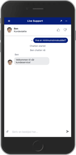 Mobilskjermbilde av Sportaza-livechatten